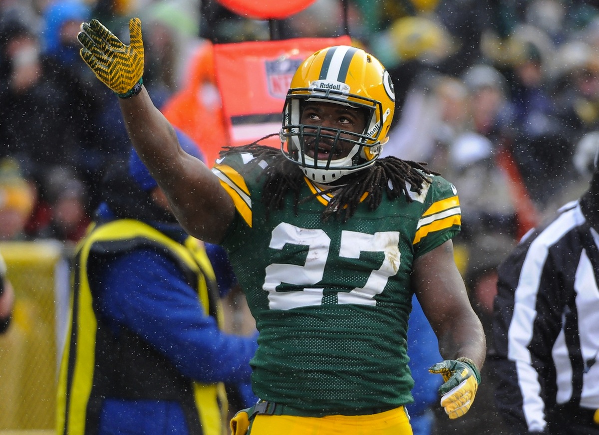 Green Bay Packers running back Eddie Lacy by Benny Sieu—USA TODAY Sports.
