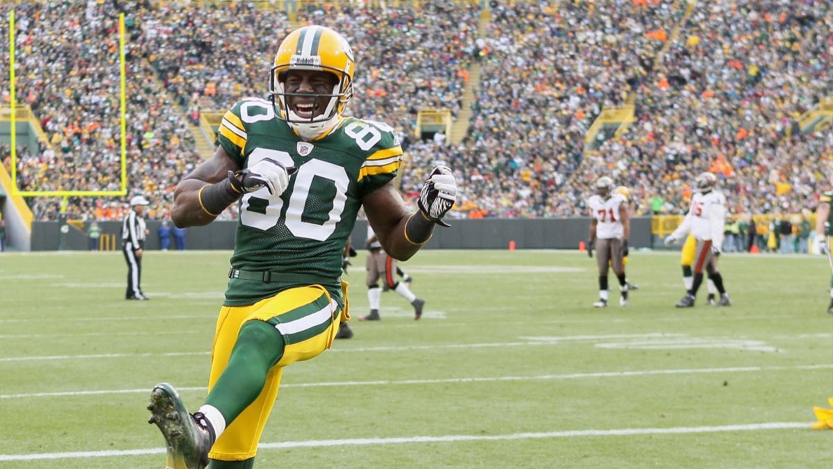 Donald Driver celebrates a big play against the 49ers