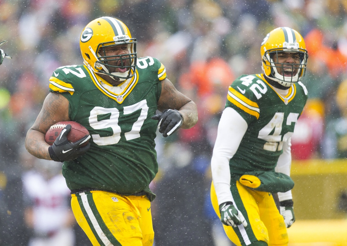 Free agent defensive lineman Johnny Jolly plays for the Packers in 2013 by Jeff Hanisch—USA TODAY Sports.