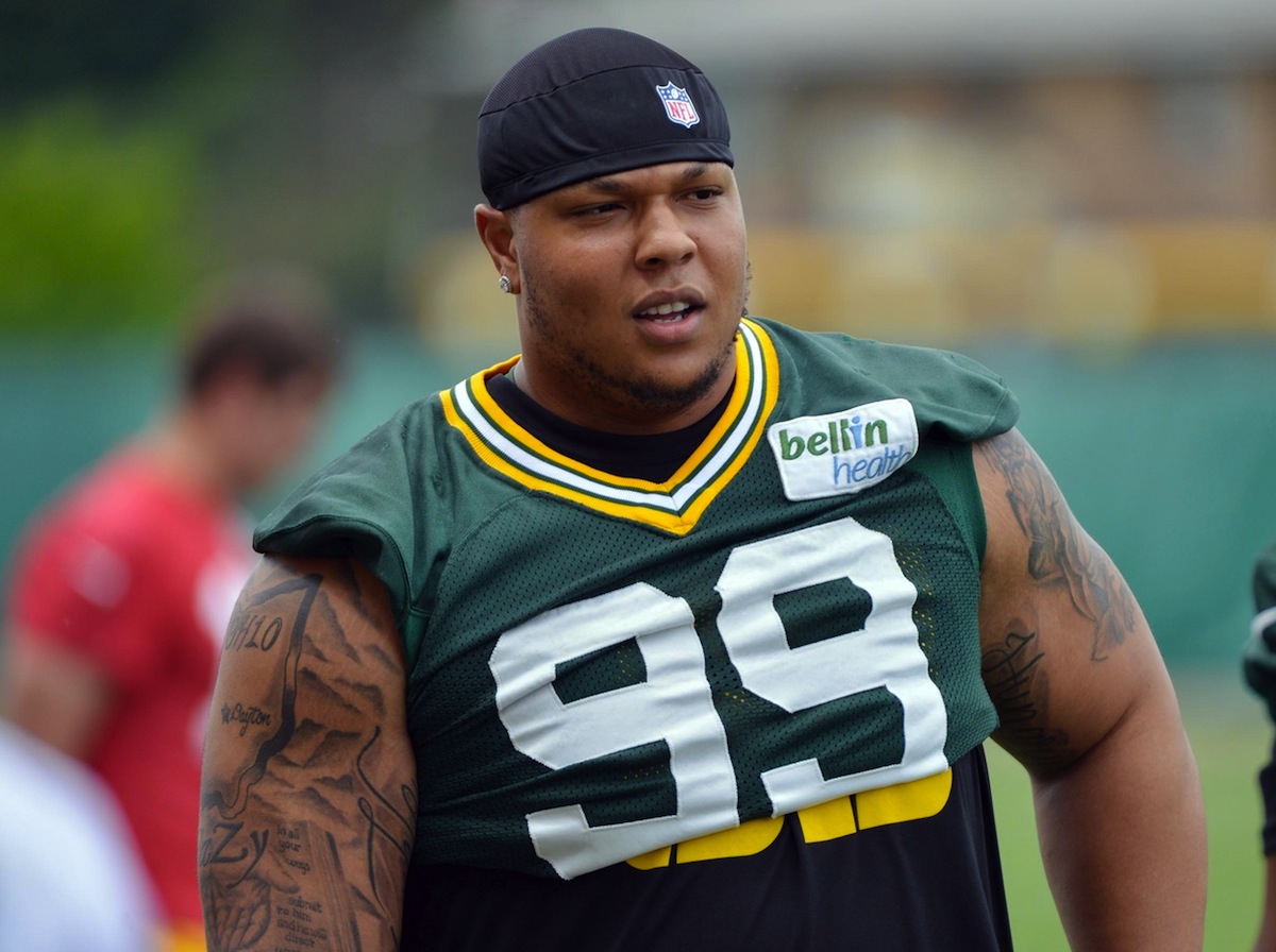 Jerel Worthy in attendance at a Packers offseason practice. Photo by Benny Sieu—USA TODAY Sports.