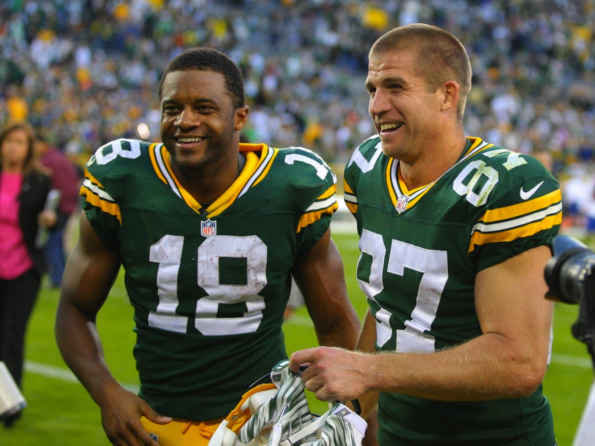 Packers wide receivers Randall Cobb and Jordy Nelson by Dennis Wierzbicki—USA TODAY Sports.