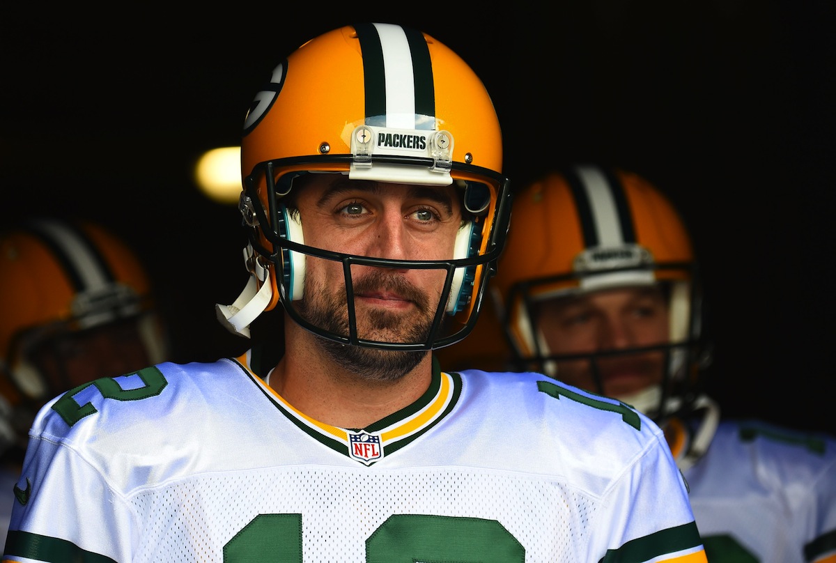 Green Bay Packers quarterback Aaron Rodgers by Mike Dinovo—USA TODAY Sports.