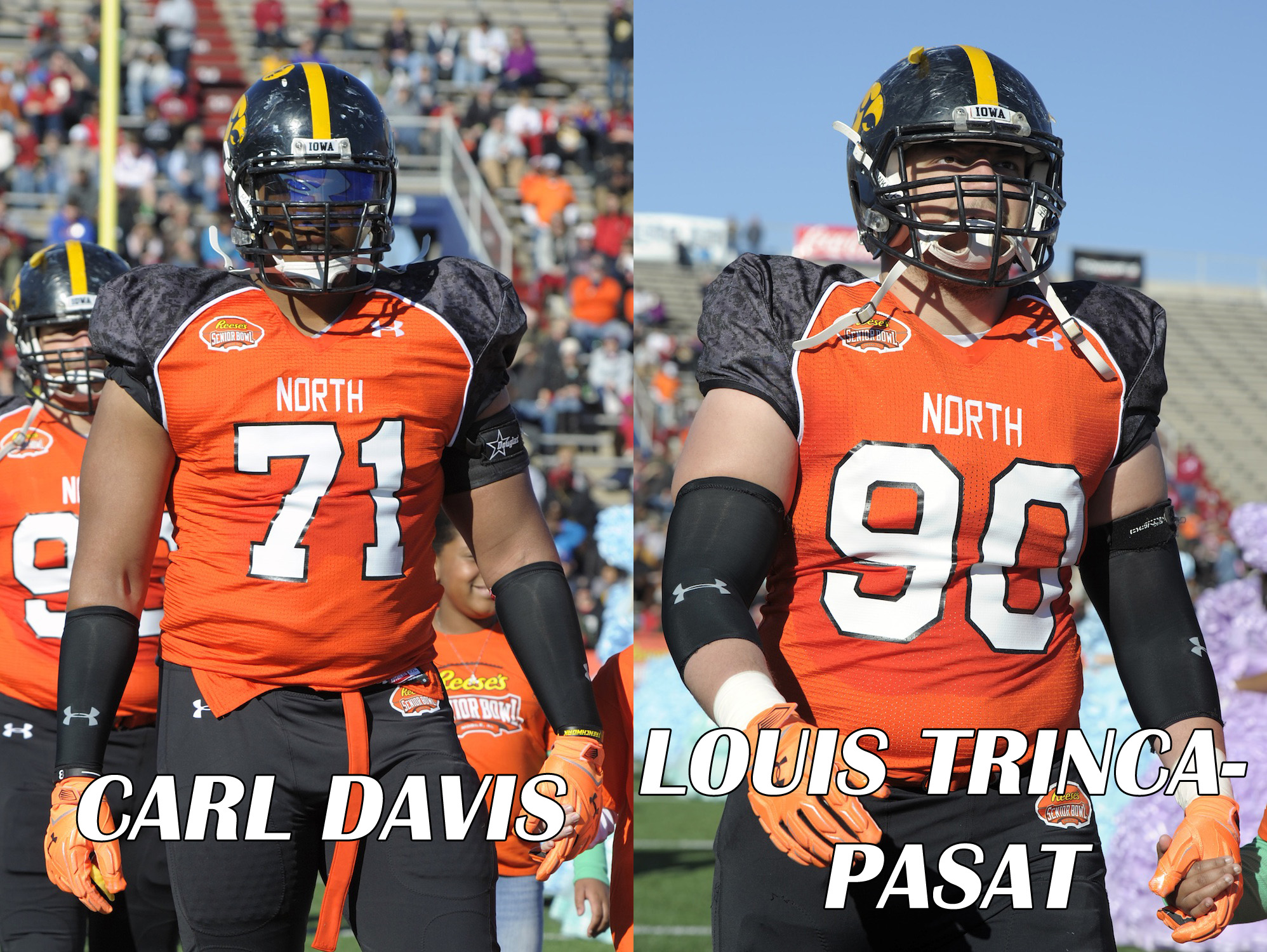 Iowa defensive linemen Carl Davis and Louis Trinca-Pasat at the Senior Bowl—Glenn Andrews, USA TODAY Sports.