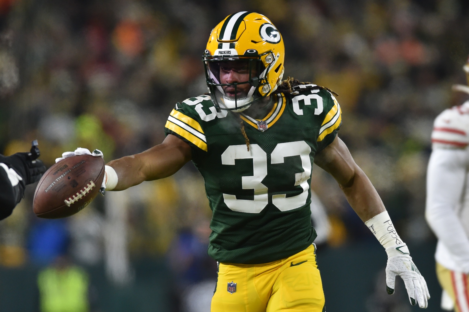 Aaron Jones on Backfield Mate AJ Dillon: 'He Went From a Guy to